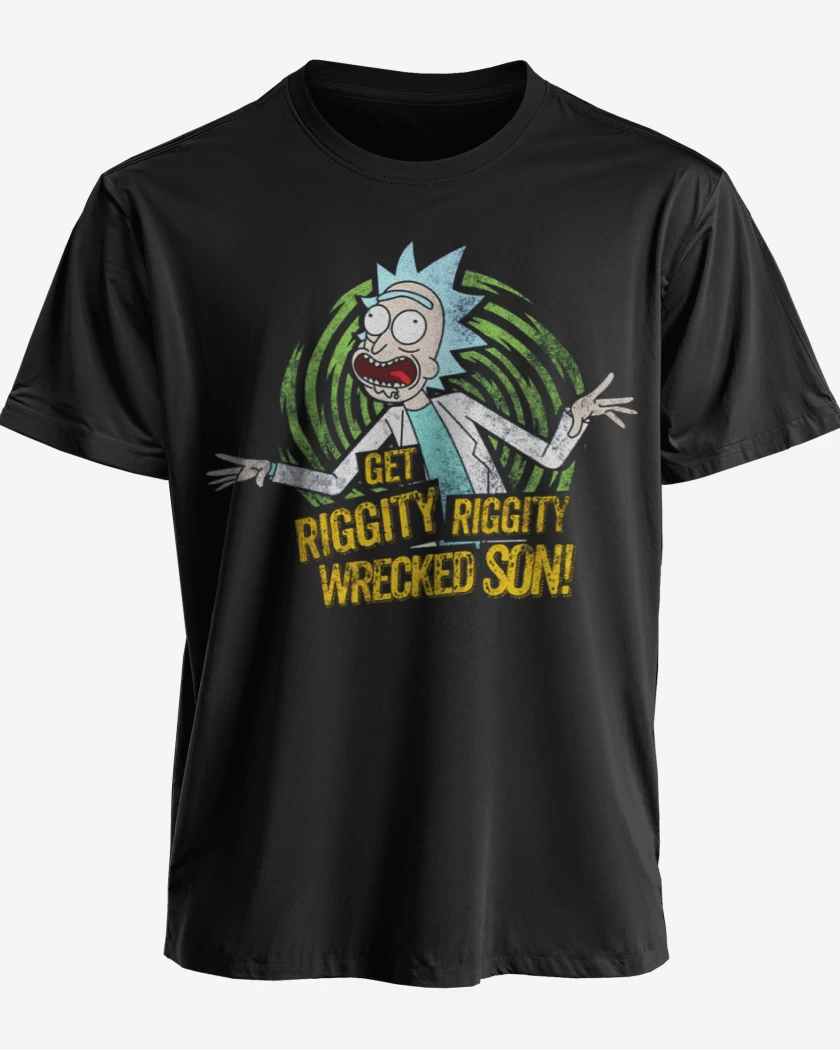 Polera premium Negro de get riggity riggity wrecked son
