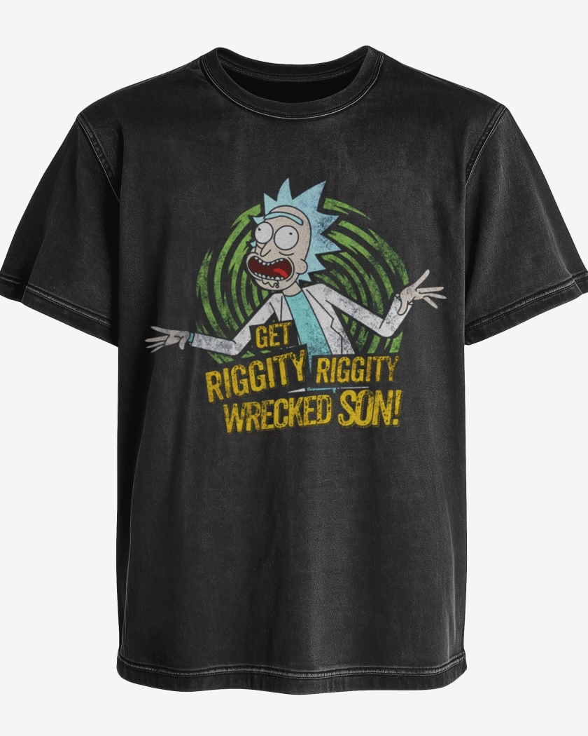 Polera desgastada Negro de get riggity riggity wrecked son