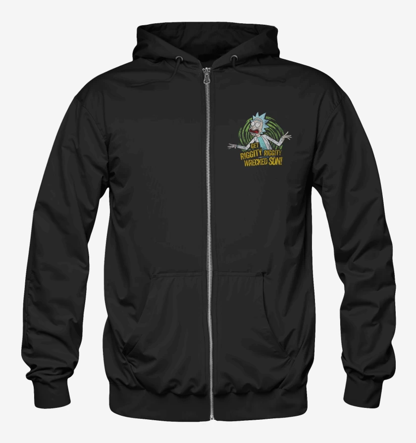 Poleron Canguro con cierre Negro de get riggity riggity wrecked son
