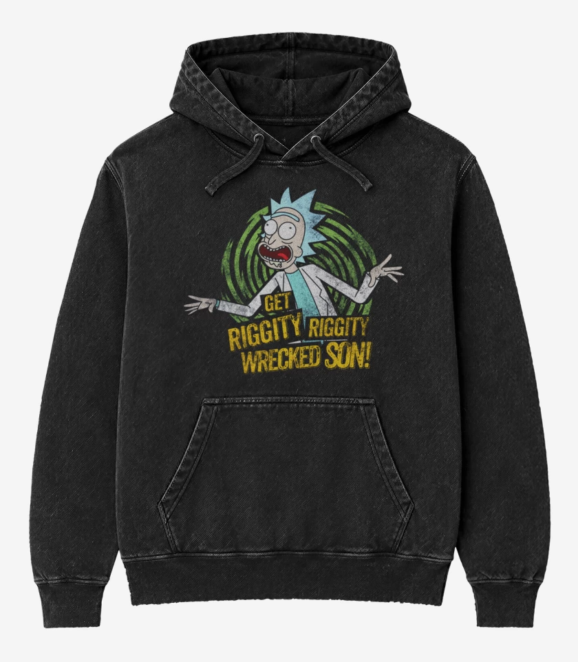 Poleron Canguro Acid Wash Negro de get riggity riggity wrecked son
