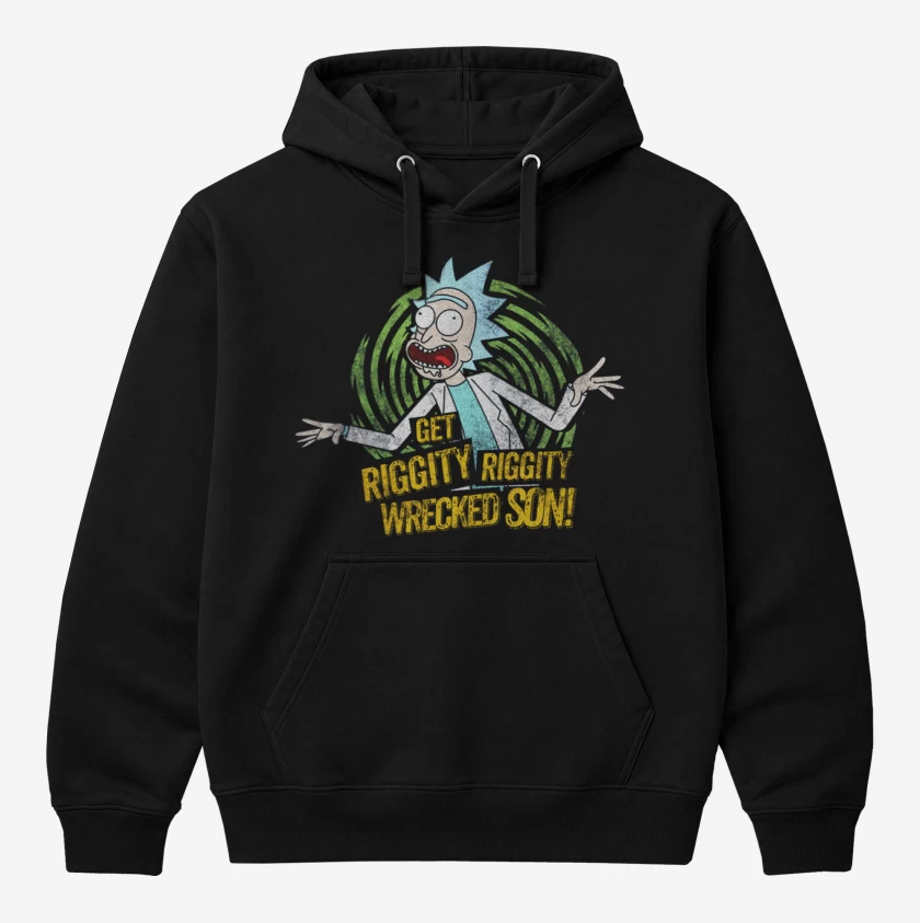 Polerón Canguro Negro de get riggity riggity wrecked son