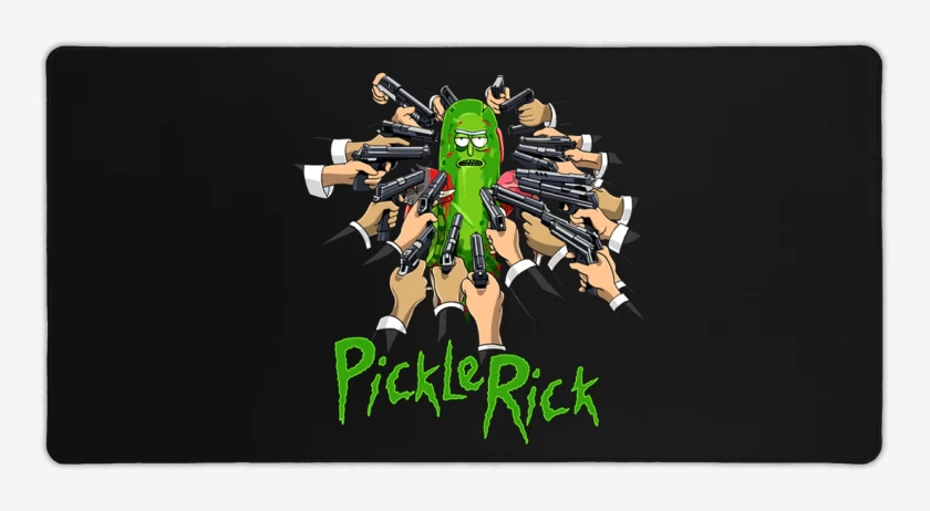 Mouse pad Gamer Negro de Pickle rick armas