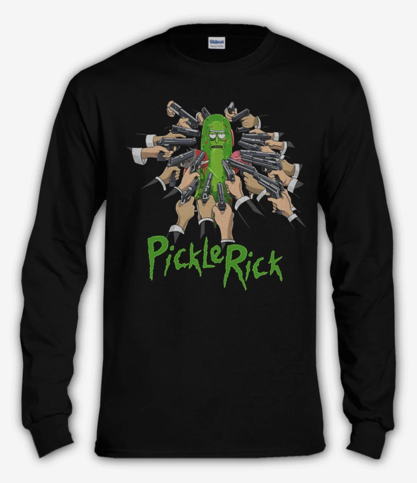 Polera manga larga Negro de Pickle rick armas