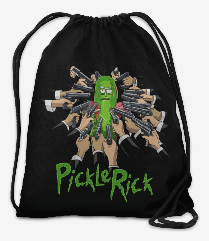 Mochila Negro de Pickle rick armas