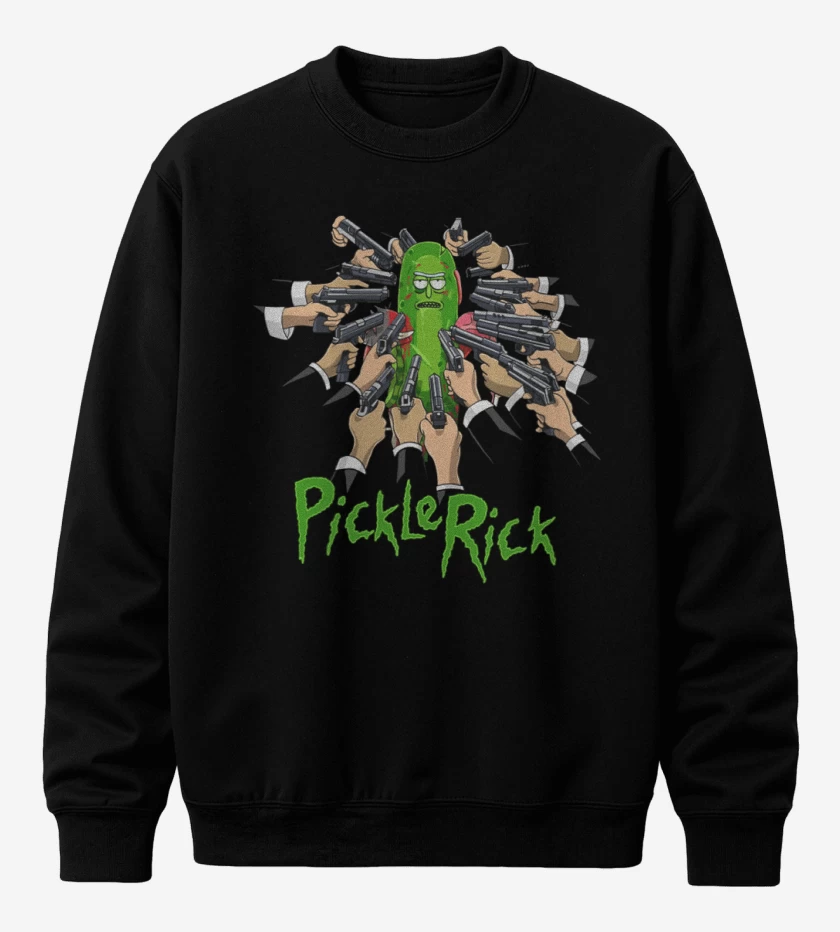 Poleron polo Negro de Pickle rick armas