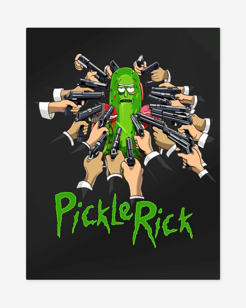 Print metalico Negro de Pickle rick armas