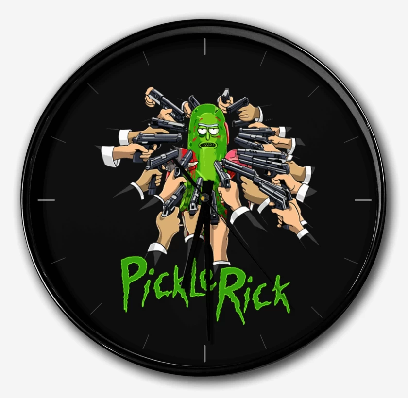 Reloj Negro de Pickle rick armas