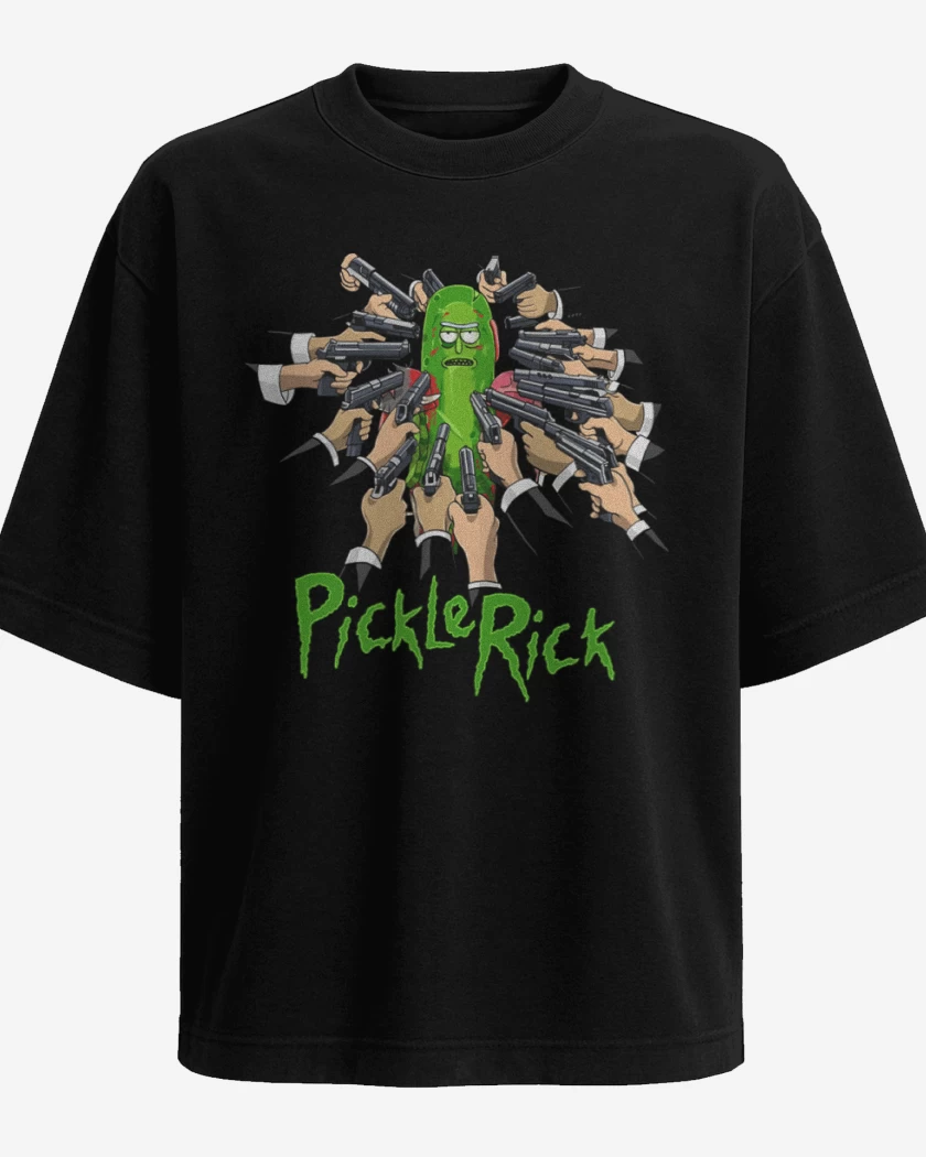 Polera Oversize Negro de Pickle rick armas