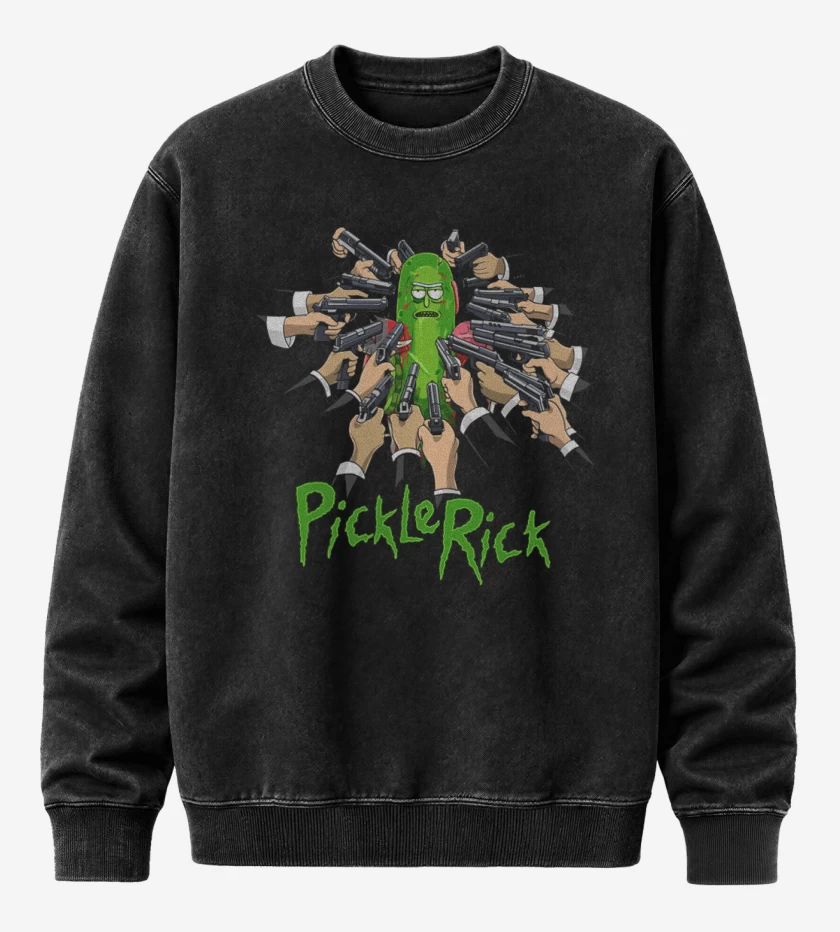 Poleron Polo Acid Wash Negro de Pickle rick armas