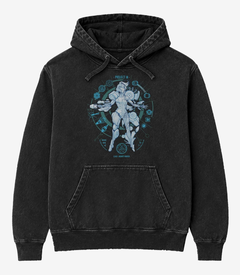 Poleron Canguro Acid Wash Negro de project m