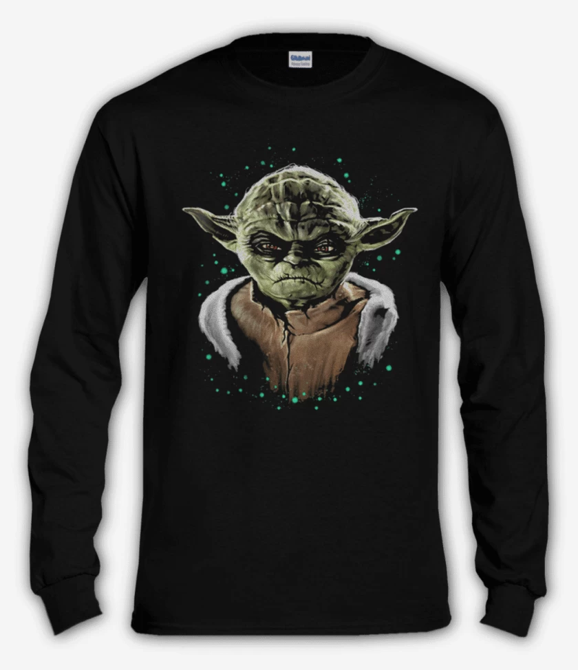 Polera manga larga Negro de Yoda full color