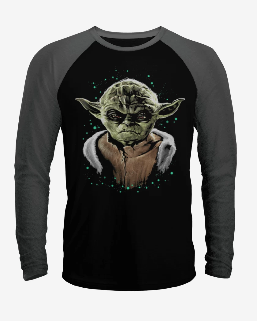 Polera Raglan Negro / Negro Heather de Yoda full color