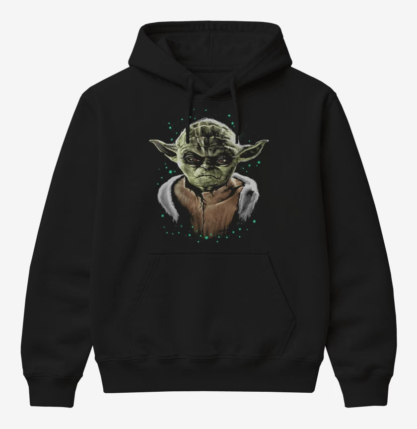 Poleron Canguro básico Negro de Yoda full color