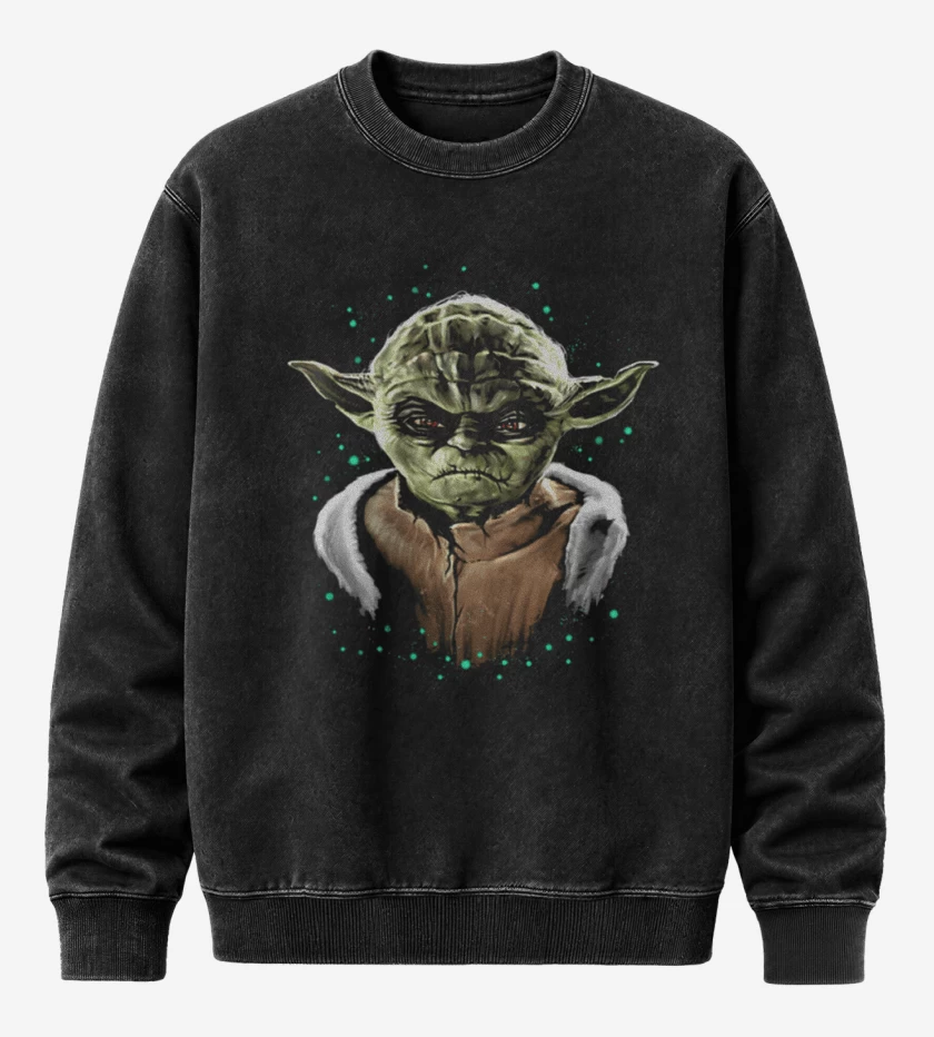 Poleron Polo Acid Wash Negro de Yoda full color