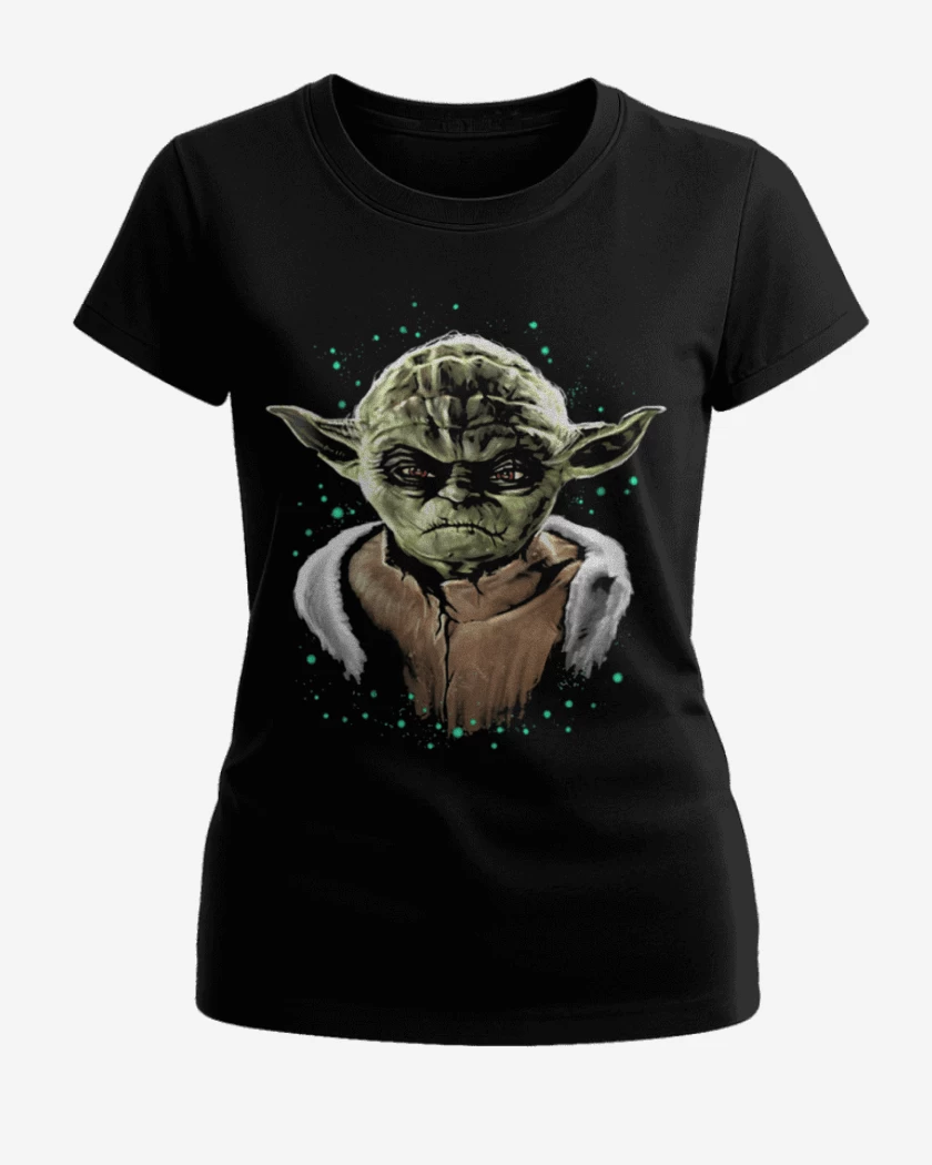 Polera de Mujer Negro de Yoda full color