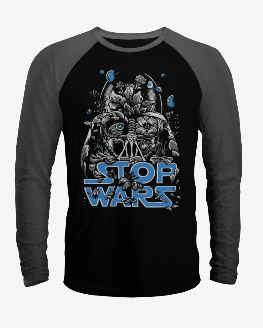 Polera Raglan Negro / Negro Heather de Stop Wars 2