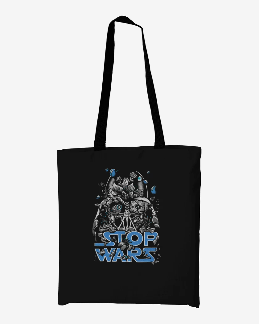 Totebag Negro de Stop Wars 2