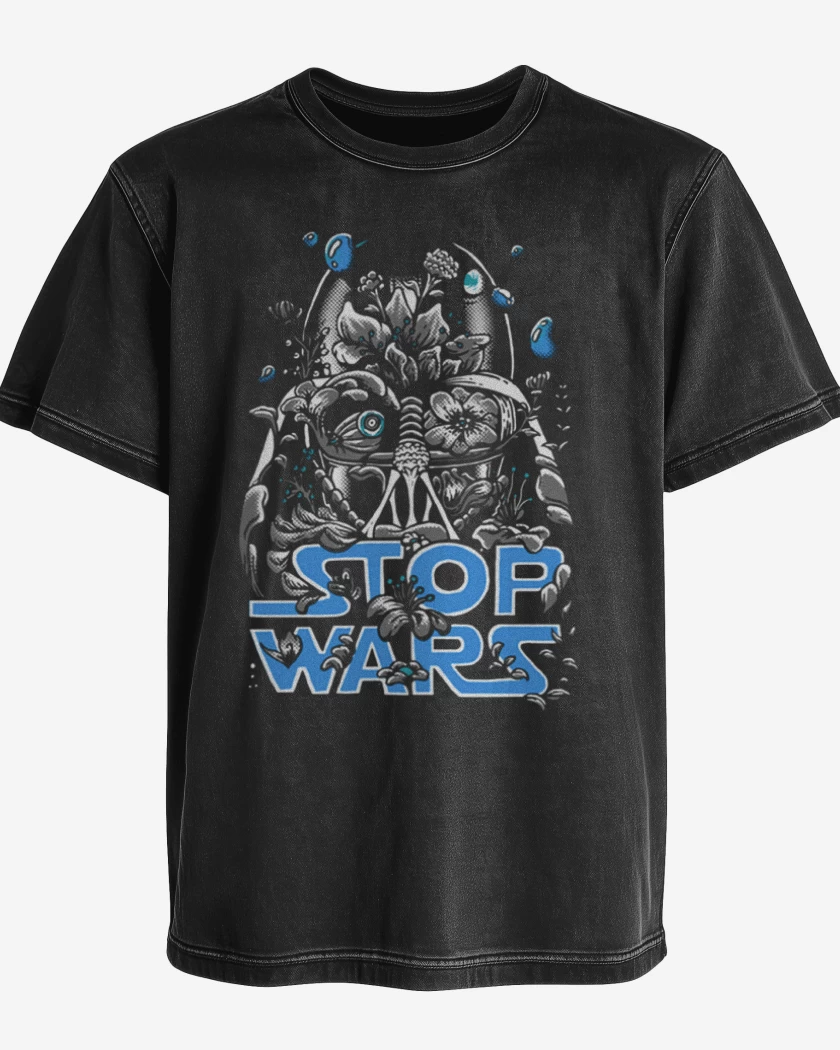 Polera desgastada Negro de Stop Wars 2