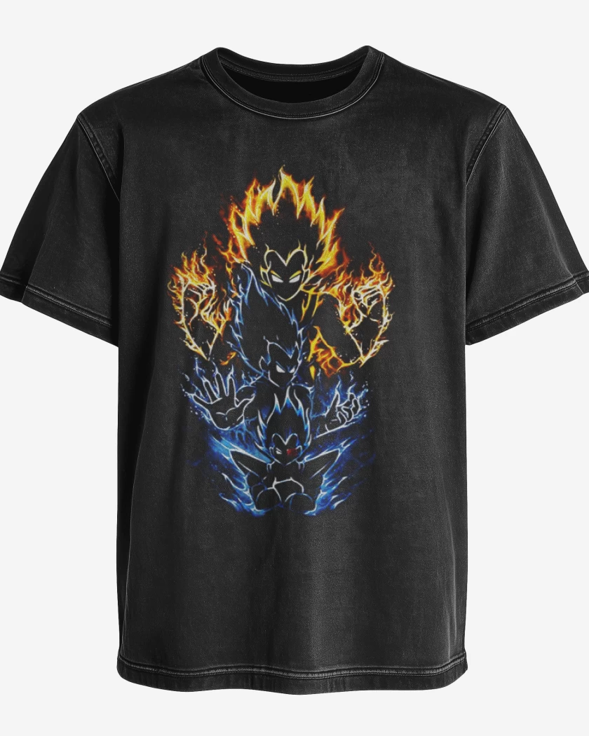 Polera desgastada Negro de Vegetas