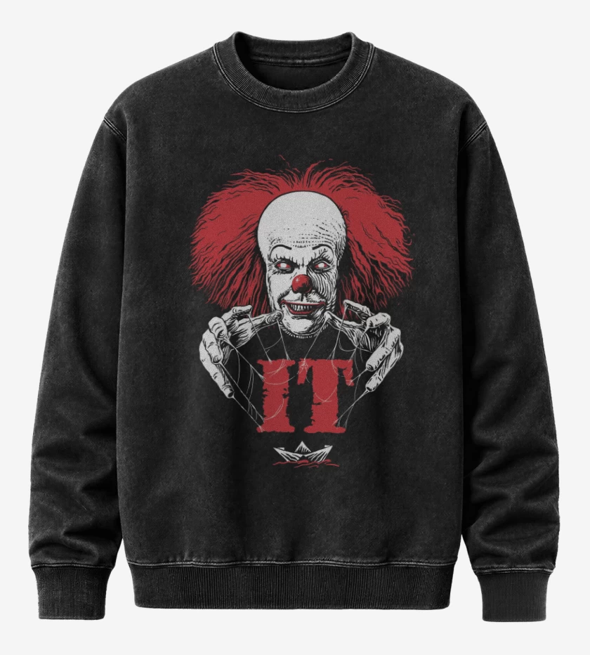Poleron Polo Acid Wash Negro de Pennywise