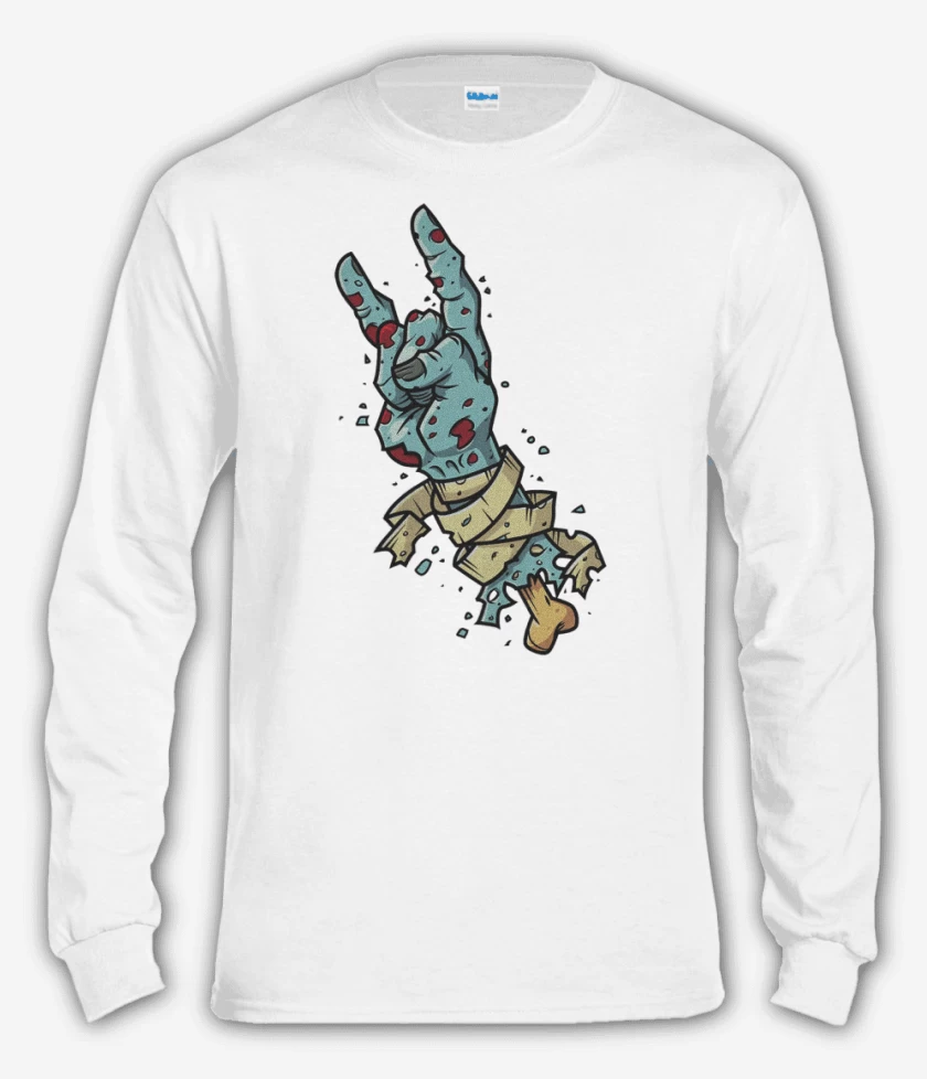 Polera manga larga Blanco de Rock zombie