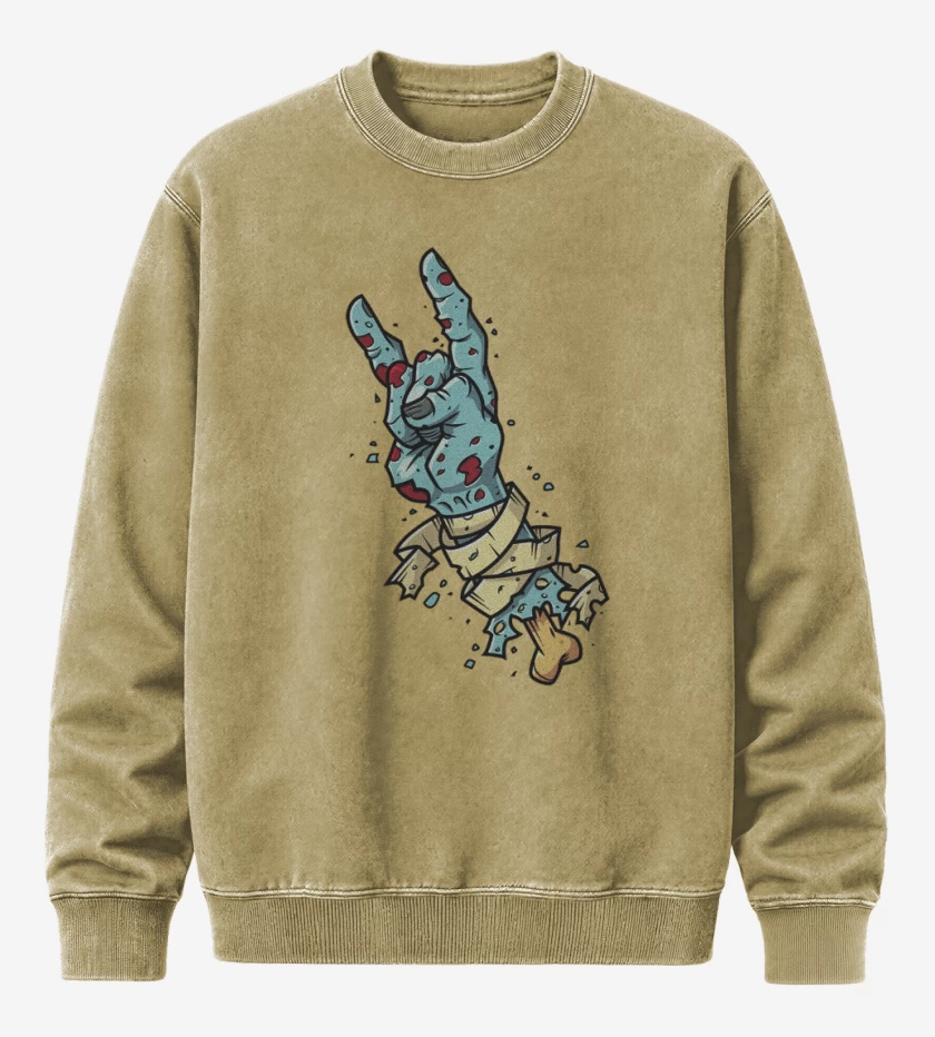 Poleron Polo Acid Wash Beige de Rock zombie