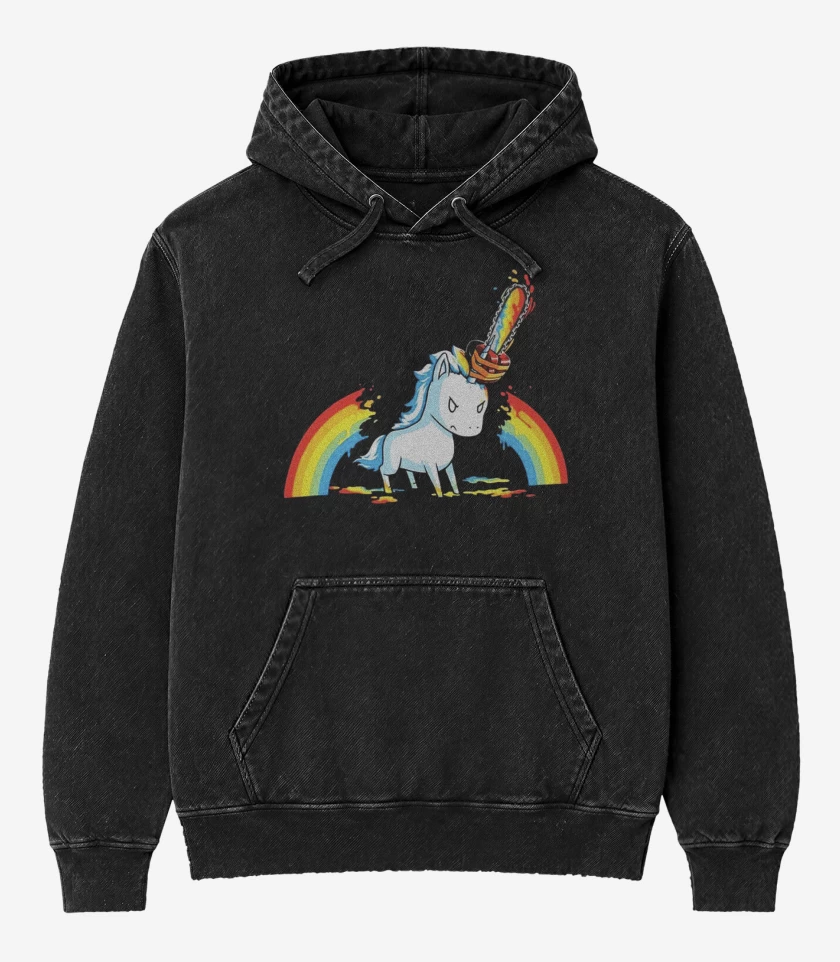 Poleron Canguro Acid Wash Negro de Angry poni
