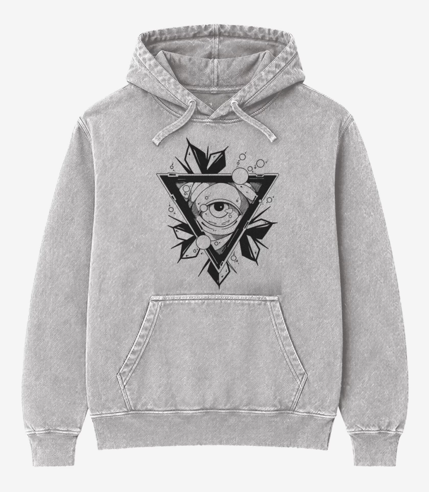 Poleron Canguro Acid Wash Gris Melange de Ojo 