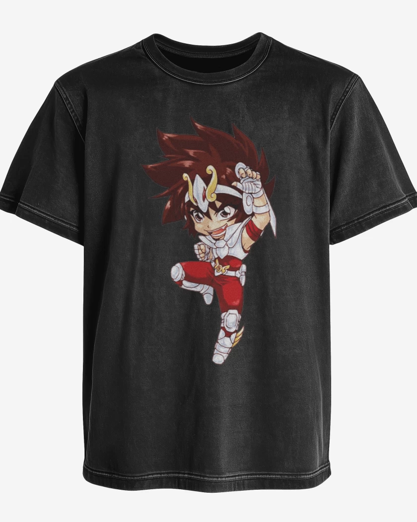 Polera desgastada Negro de Seiya full color