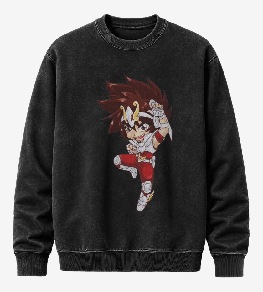 Poleron Polo Acid Wash Negro de Seiya full color