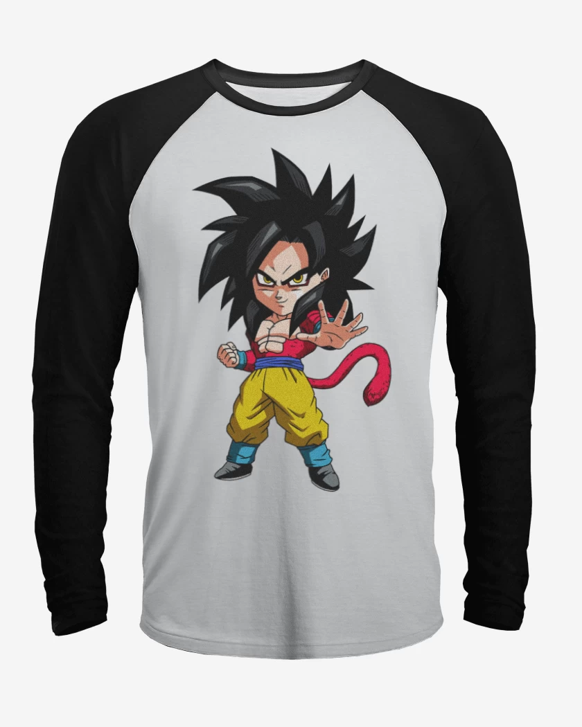 Polera Raglan Blanco / Negro de Goku fase 4