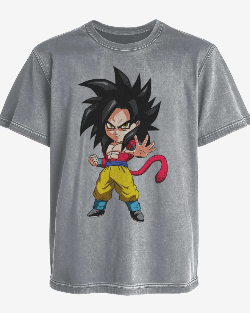 Polera desgastada Gris Melange de Goku fase 4