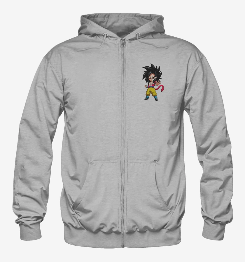 Poleron Canguro con cierre Gris Melange de Goku fase 4