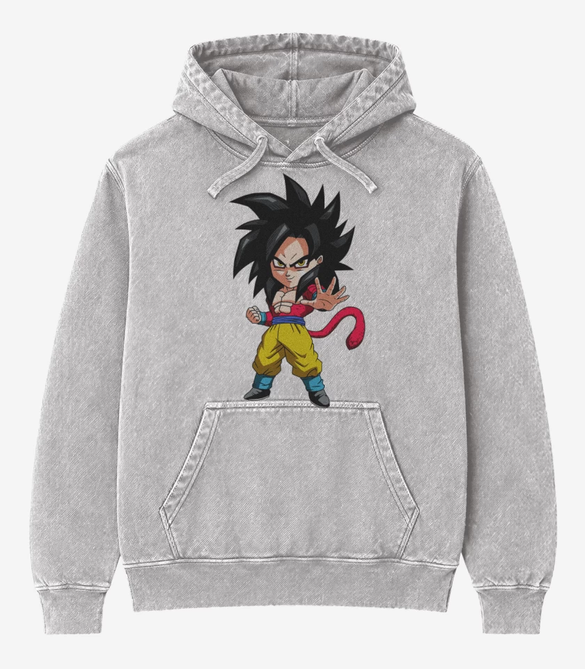 Poleron Canguro Acid Wash Gris Melange de Goku fase 4