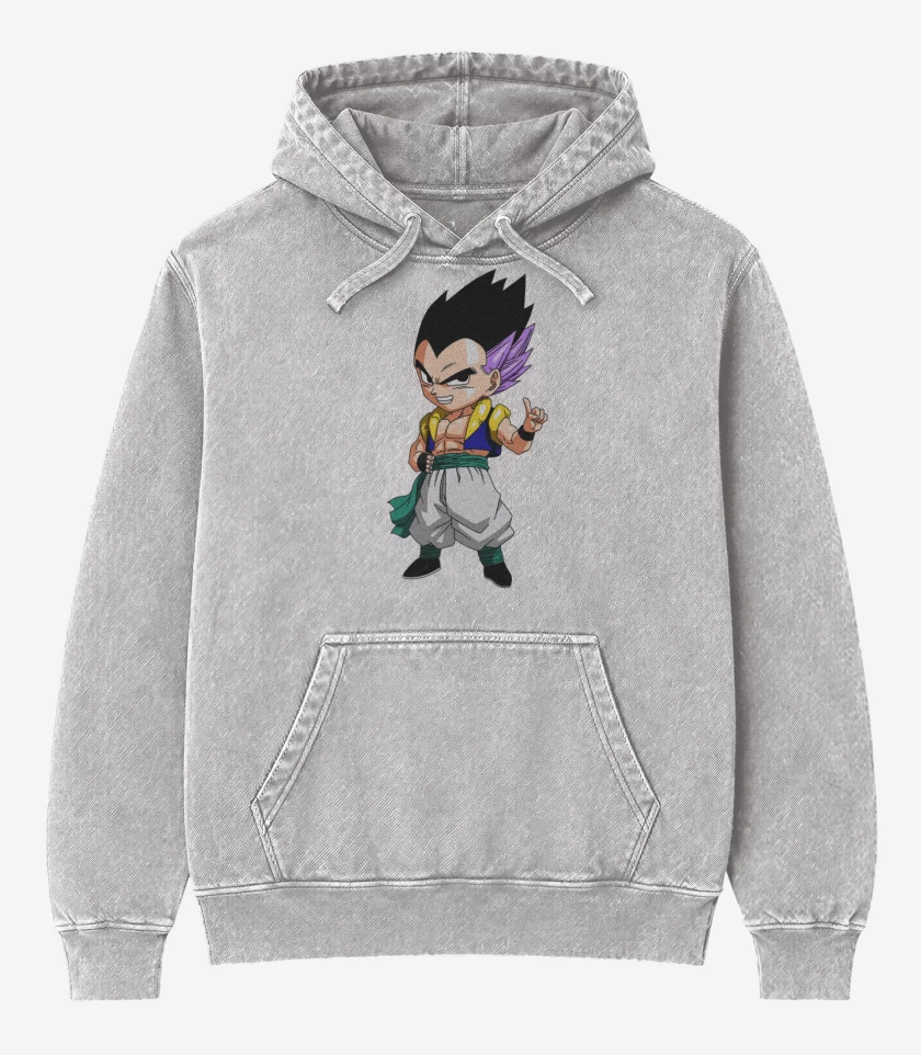 Poleron Canguro Acid Wash Gris Melange de Gotenks 