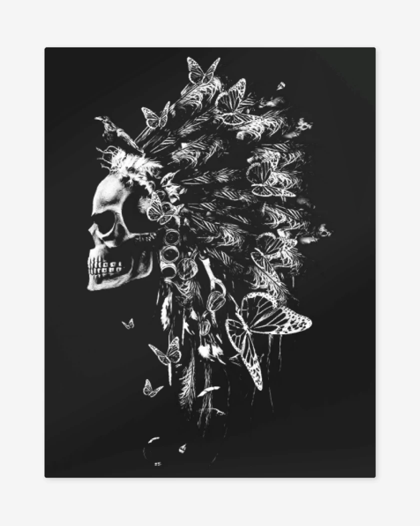 Print metalico Negro de Indian Skull 