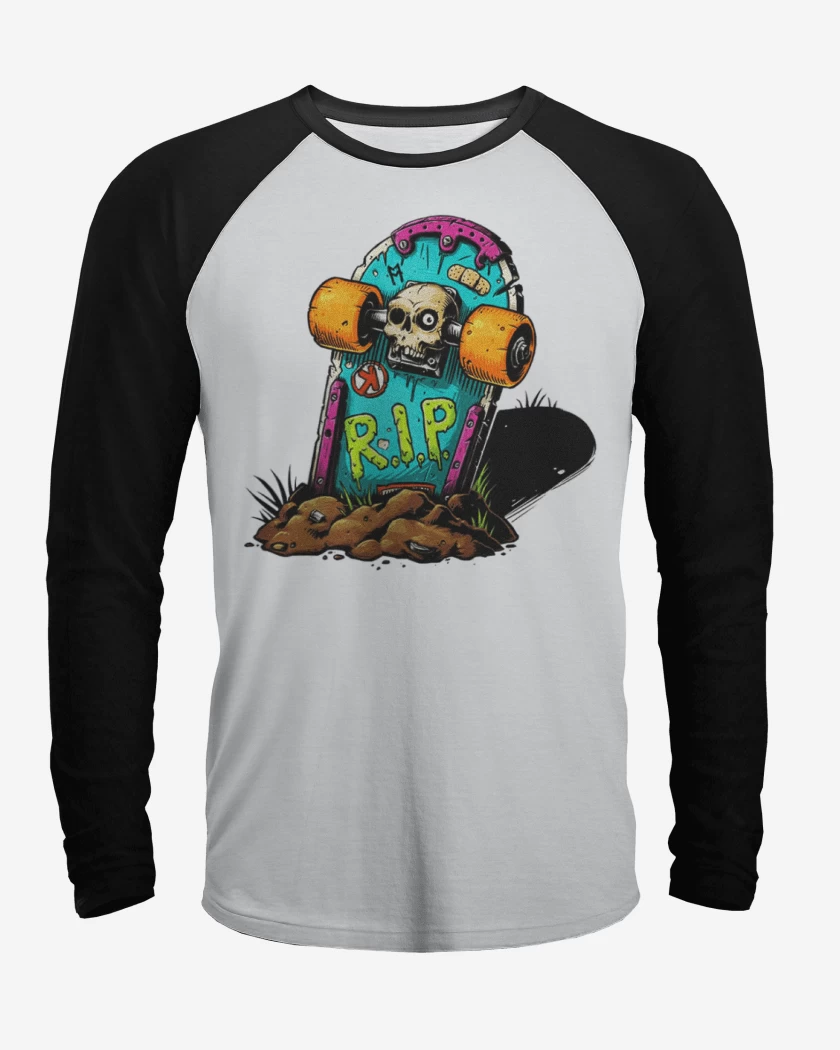 Polera Raglan Blanco / Negro de Rip skate