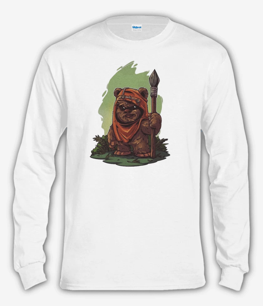Polera manga larga Blanco de Chibi Ewok