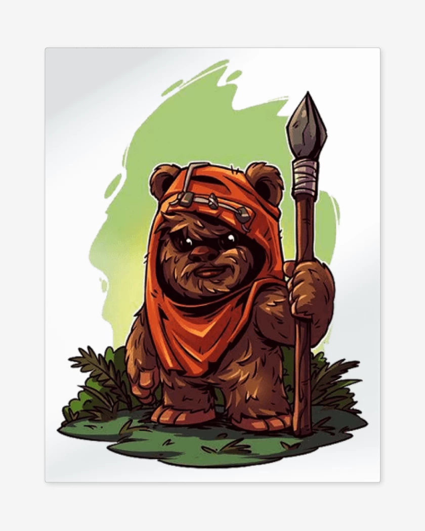 Print metalico Blanco de Chibi Ewok