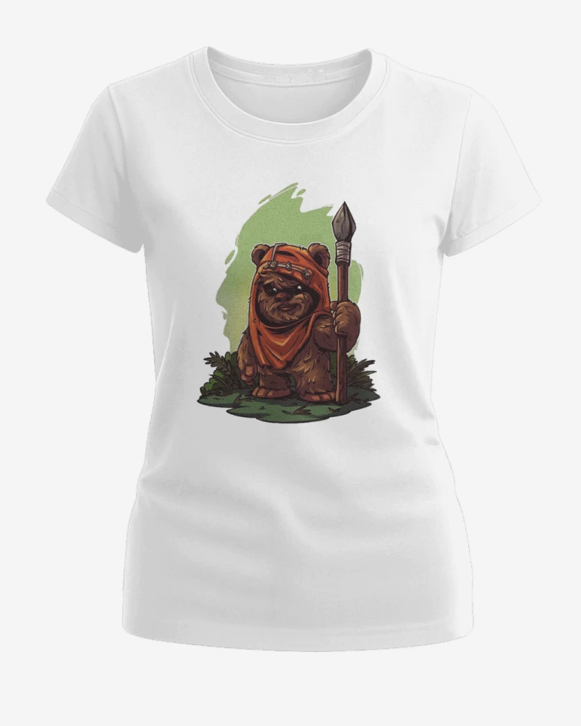 Polera de Mujer Blanco de Chibi Ewok