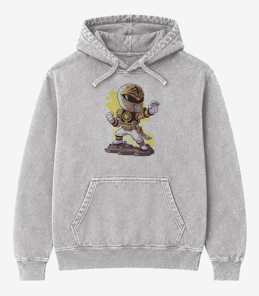 Poleron Canguro Acid Wash Gris Melange de White ranger