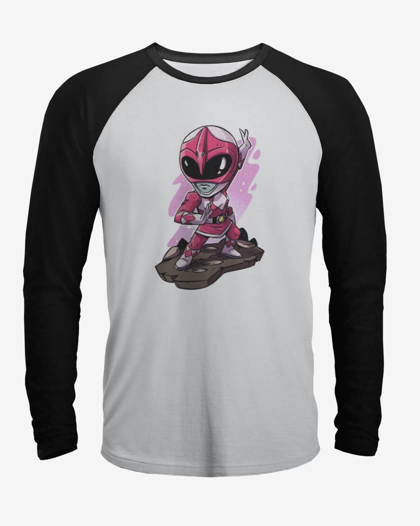 Polera Raglan Blanco / Negro de Pink ranger