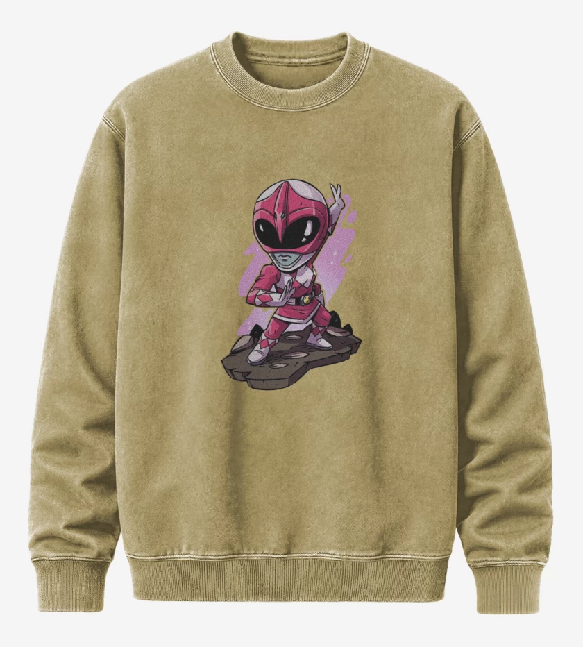 Poleron Polo Acid Wash Beige de Pink ranger