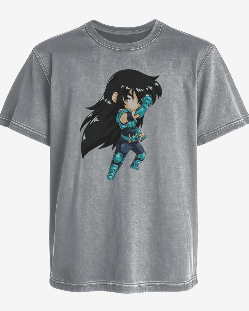 Polera desgastada Gris Melange de Shiryu Full color