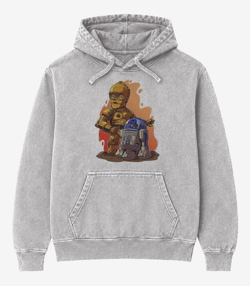 Poleron Canguro Acid Wash Gris Melange de Tripio y arturito