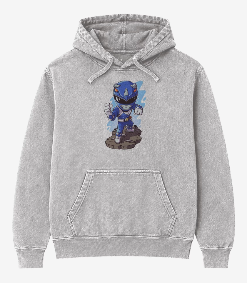 Poleron Canguro Acid Wash Gris Melange de Ranger blue