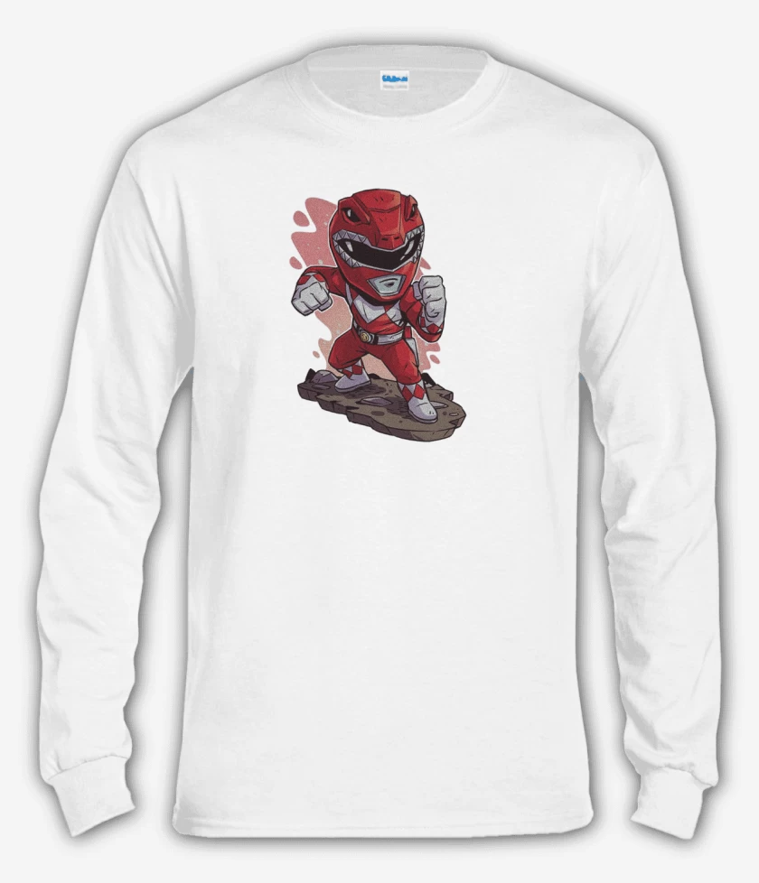 Polera manga larga Blanco de Chibi red ranger