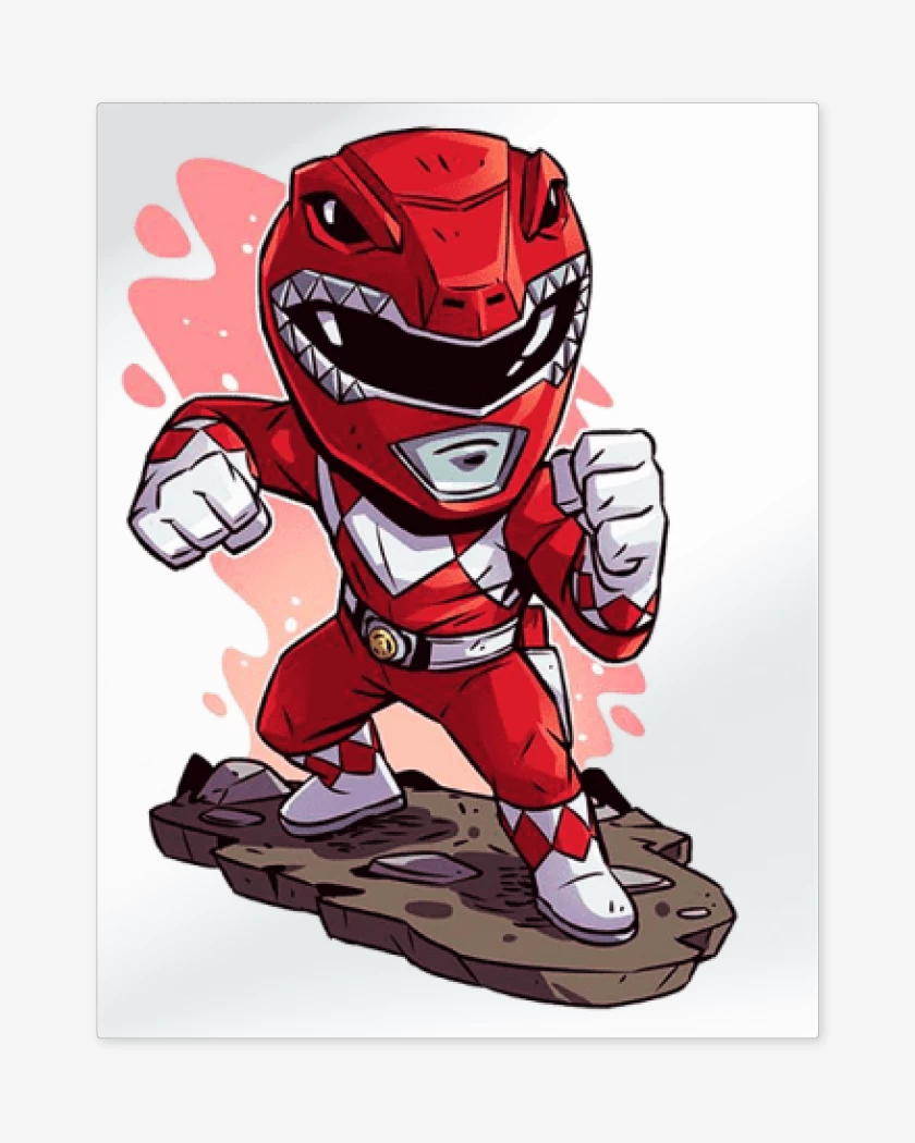 Print metalico Blanco de Chibi red ranger