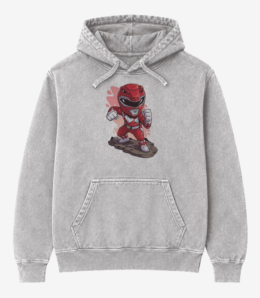 Poleron Canguro Acid Wash Gris Melange de Chibi red ranger