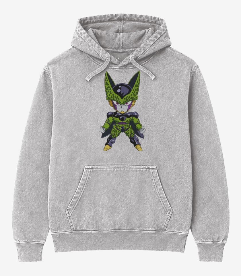 Poleron Canguro Acid Wash Gris Melange de Cell 2